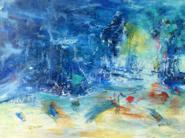 Peinture intitulée "déluge" par Monique Blanchet, Œuvre d'art originale, Huile