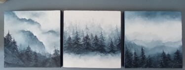 Triptych "Spruces" oil painting on canvas palette knife 绘画 标题为“Triptych "Spruces"…” 由Виктория Кернер, 原创艺术品, 油