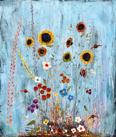 Painting titled "Sunflower, Lingonbe…" by Matthias Lupri, Original Artwork, Oil Mounted on Wood Stretcher frame
