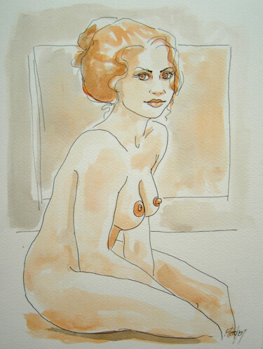 Stéphanie entre les poses 제목이 "Stéphanie entre les…"인 그림 Stewart Fletcher로, 원작, 잉크