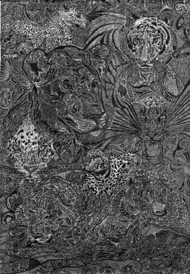 绘画 标题为“"Io e i Leo"” 由Cinzia Quadri, 原创艺术品, 墨