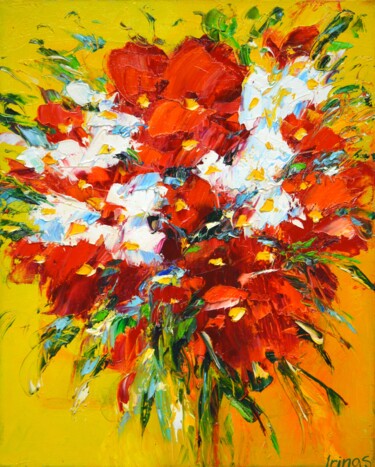 Malerei mit dem Titel "red and white" von Irina Sidorovich, Original-Kunstwerk, Öl Auf Keilrahmen aus Holz montiert