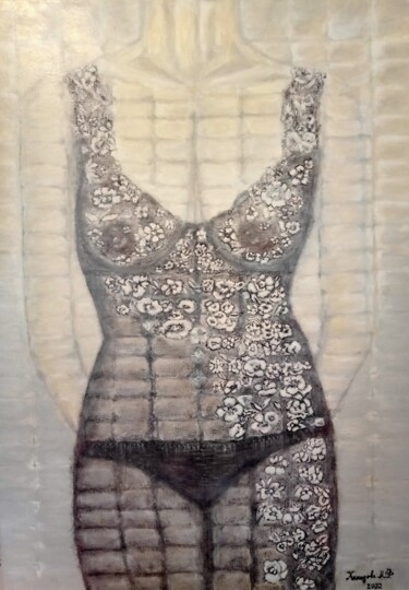 Painting titled "Фигура речи" by Madina Khamidova, Original Artwork, Oil Mounted on Wood Stretcher frame