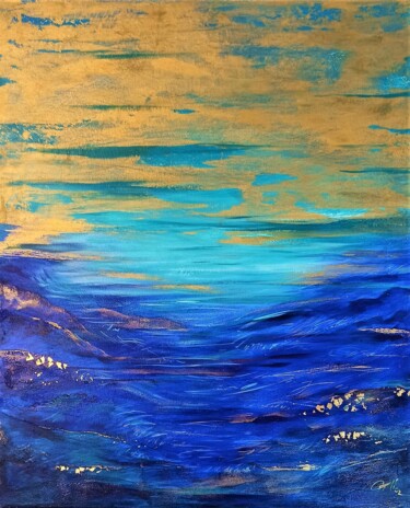 Peinture intitulée "Paysage d'or" par Caroline Keller, Œuvre d'art originale, Acrylique Monté sur Châssis en bois