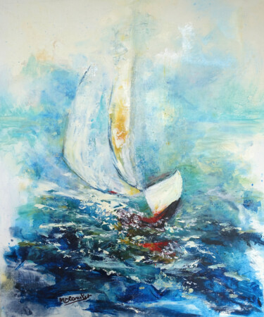 Peinture intitulée "vent de travers" par Monique Blanchet, Œuvre d'art originale, Huile