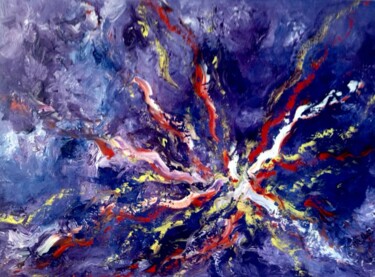 Painting titled "Astéroide" by Moreau Franck Didier, Original Artwork, Oil