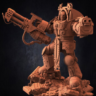 Digital Arts titled "Warhammer Sergeant" by Yacine Brinis, Original Artwork, 3D Modeling