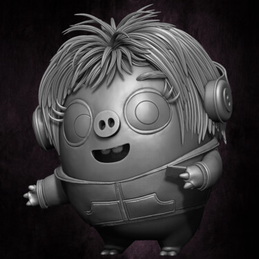 Digital Arts titled "Courtney Angry Birds" by Yacine Brinis, Original Artwork, 3D Modeling
