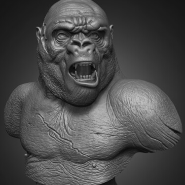 Digital Arts titled "Killer Gorilla" by Yacine Brinis, Original Artwork, 3D Modeling