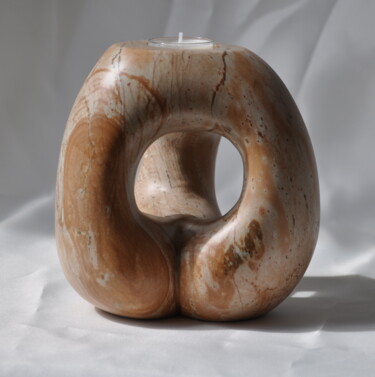 Sculpture titled "Teelichthalter / Te…" by Regina Hermann, Original Artwork, Stone