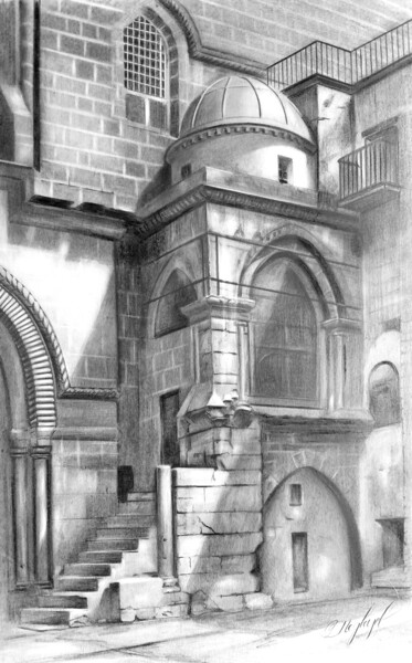 Drawing titled "Восточный выход" by Vladimir Medvedev, Original Artwork, Pencil