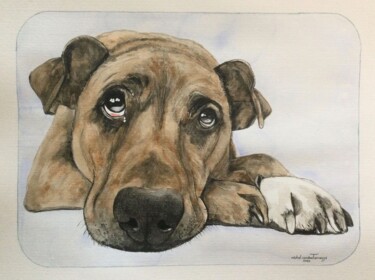 Peinture intitulée "PENSIF" par Michel Cendra-Terrassa, Œuvre d'art originale, Aquarelle