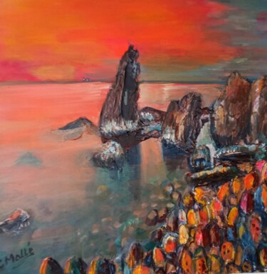 Peinture intitulée "Les Rochers du Myst…" par Christine Malle, Œuvre d'art originale, Acrylique Monté sur Châssis en bois