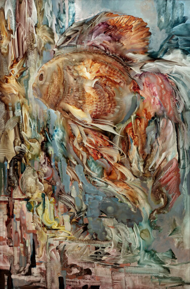 绘画 标题为“Рыбка/Fish” 由Evgeny Zakharov (Modern), 原创艺术品, 油 安装在木质担架架上