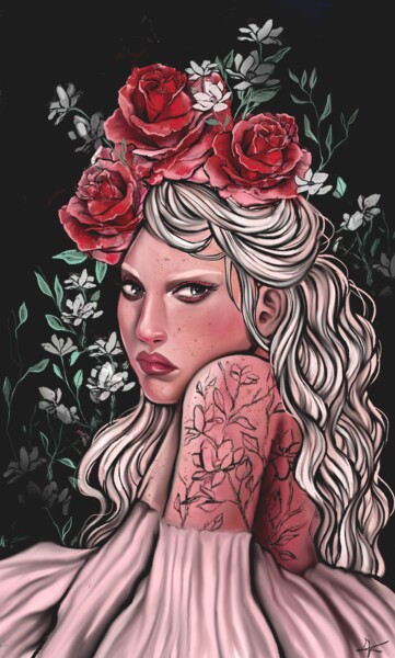 Arts numériques intitulée "Thorns and Roses" par Inesca, Œuvre d'art originale, Peinture numérique