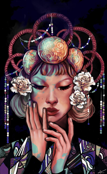 Arts numériques intitulée "Glitter and Gold" par Inesca, Œuvre d'art originale, Peinture numérique
