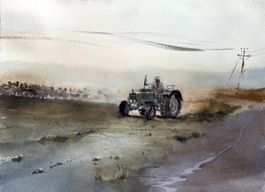 Hasan Abi , evening in the fields, Cyprus Ζωγραφική με τίτλο "Hasan Abi , evening…" από Svetlana Kostina, Αυθεντικά έργα τέχνης, Ακουαρέλα