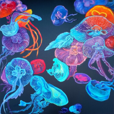 Colored Jellyfish Underwater Life Original Painting