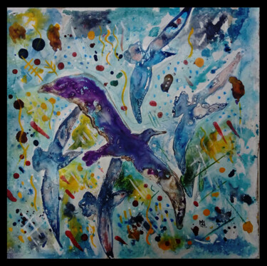 绘画 标题为“birds and seagulls…” 由Mayron Allmeida, 原创艺术品, 水彩