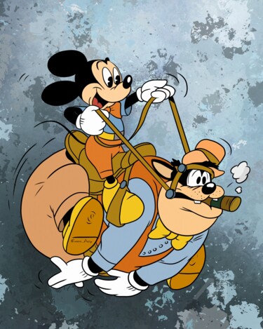 数字艺术 标题为“Mickey Ryder” 由Olga Guseva, 原创艺术品, 数字油画 安装在木板上