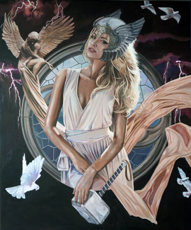 Pintura titulada "Thor Girl" por Janusz Orzechowski, Obra de arte original, Oleo
