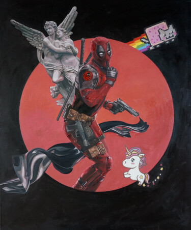 Pintura titulada "Deadpool" por Janusz Orzechowski, Obra de arte original, Oleo