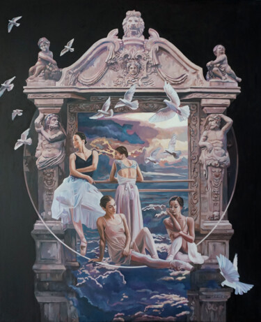 绘画 标题为“In Clouds” 由Janusz Orzechowski, 原创艺术品, 油