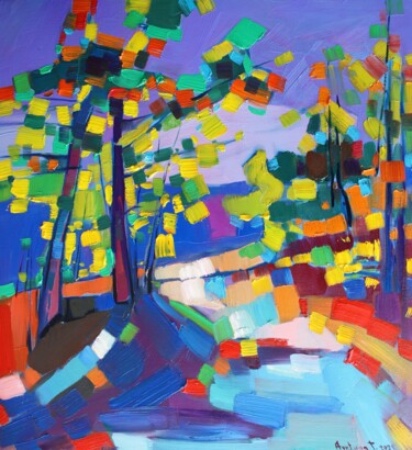 Pintura intitulada "Autumn mood -1" por Tigran Avetyan, Obras de arte originais, Óleo