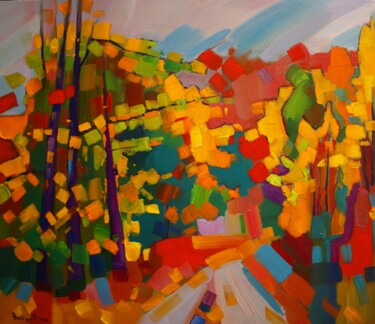 Pintura intitulada "Autumn day in the f…" por Tigran Avetyan, Obras de arte originais, Óleo