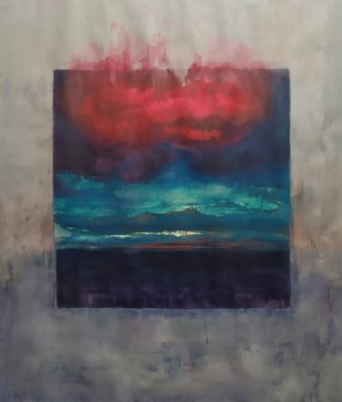 Pittura intitolato "nuvola rossa su pae…" da Laura Pitingaro, Opera d'arte originale, Tempera Montato su Telaio per barella…