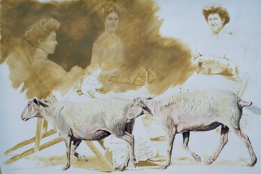 绘画 标题为“Anna et les autres” 由Sylvie Bayard (Sylvestre), 原创艺术品, 丙烯 安装在artwork_cat.上