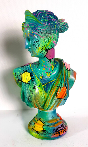 Sculpture Diane Pop Art / Buste Statue Colorée Originale Escultura intitulada "Sculpture Diane Pop…" por Pvettese, Obras de arte originais, Tinta spray