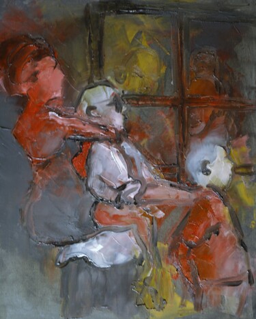 Painting titled "L'aveugle et le par…" by Thierry Faure, Original Artwork, Pigments Mounted on Wood Stretcher frame