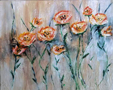 Peinture intitulée "les boutons d'or" par Irma Dhondt, Œuvre d'art originale, Acrylique Monté sur Châssis en bois