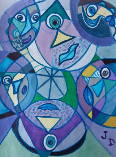 Painting titled "La Planète des Cycl…" by Jacques Desvaux (JD), Original Artwork, Acrylic