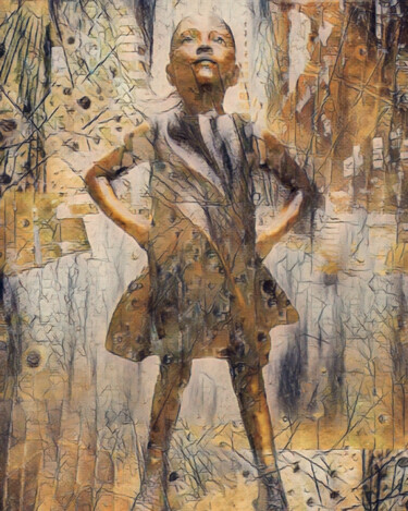 Fearless Girl Future Is Female Painting 2 Painting titled "Fearless Girl Futur…" by Tony Rubino, Original Artwork, Acrylic Mounted on Wood Stretcher frame