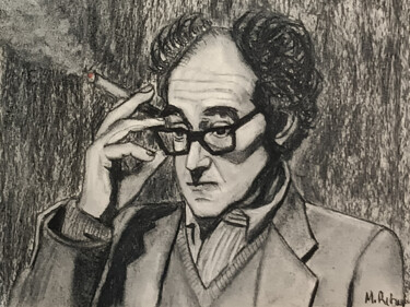 A bout de l'inspiration, Jean Luc Godard Dessin intitulée "A bout de l'inspira…" par Marit Refsnes, Œuvre d'art originale, Fusain