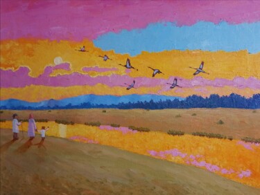 绘画 标题为“oil painting "Crane…” 由Andrey Nesterov, 原创艺术品, 油