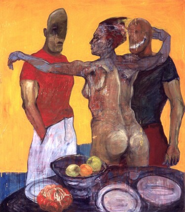 Painting titled "From Mars" by Gaspard De Gouges, Original Artwork, Oil Mounted on Wood Stretcher frame