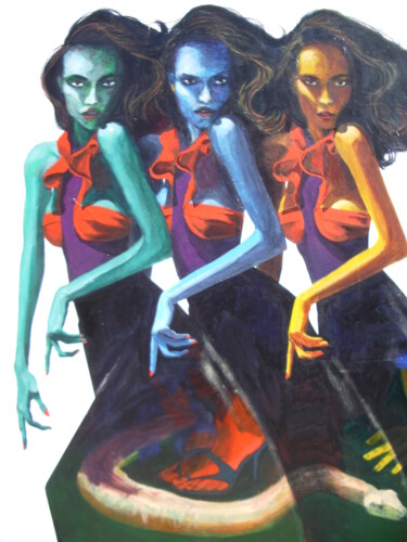 The witches 「The witches」というタイトルの絵画 Gaspard De Gougesによって, オリジナルのアートワーク, アクリル ウッドストレッチャーフレームにマウント