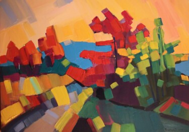Pintura intitulada "Autumn evening" por Tigran Avetyan, Obras de arte originais, Óleo
