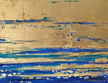 Peinture intitulée "Horizon d’or et d’a…" par Caroline Keller, Œuvre d'art originale, Acrylique Monté sur Châssis en bois