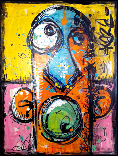 Le doute est à la source de toute création...enfin crois Painting titled "Le doute est à la s…" by Kaza, Original Artwork, Acrylic Mounted on Wood Stretcher frame