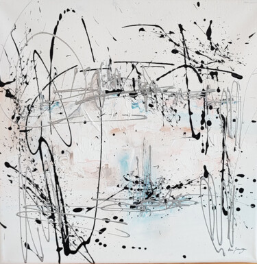 Painting titled "Blanc épuré - table…" by Âme Sauvage, Original Artwork, Acrylic Mounted on Wood Stretcher frame