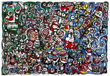 Pittura intitolato "The caterpillar" da Riccardo Vitiello, Opera d'arte originale, Acrilico