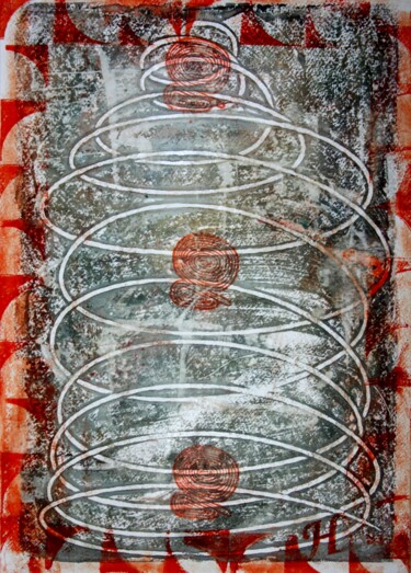 Peinture intitulée "Dripping gray spira…" par Hunka Tibor, Œuvre d'art originale, Acrylique