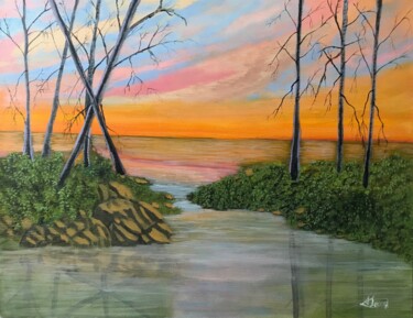 Schilderij getiteld "Peaceful days" door Alicia Lopez, Origineel Kunstwerk, Olie