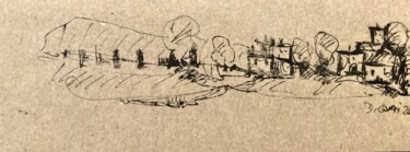 Dessin intitulée "Paysage encre" par Dominique Corti, Œuvre d'art originale, Encre