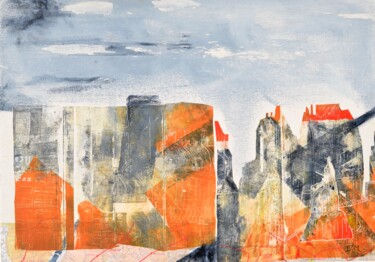 绘画 标题为“Impression de ville” 由Isabelle Marthouret Brisset, 原创艺术品, 油 安装在纸板上