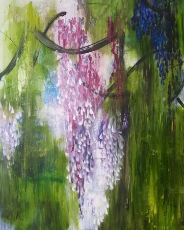 Painting titled "Rain" by Elena Kovalskaia, Original Artwork, Oil